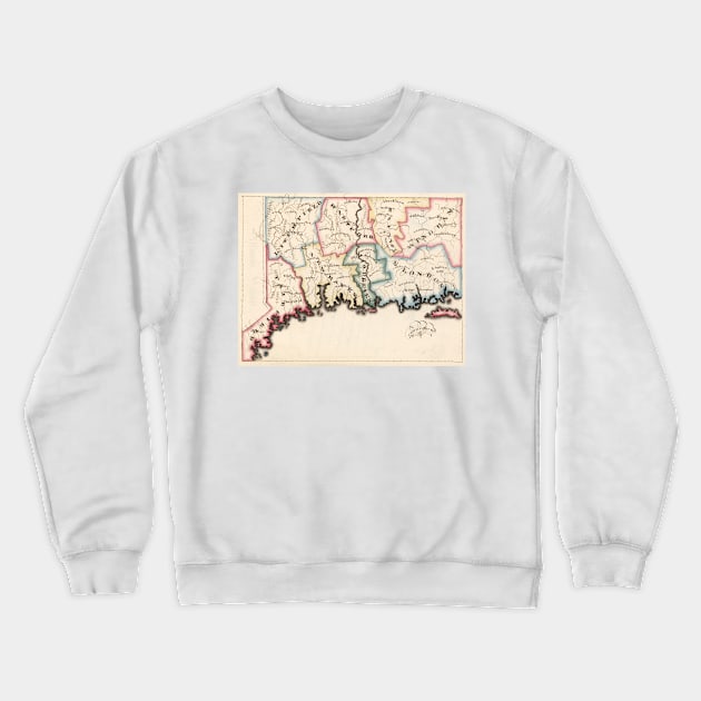 Vintage Map of Connecticut (1819) Crewneck Sweatshirt by Bravuramedia